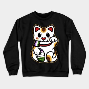 LGBTQ+ Pride Lucky Cat - Genderqueer Crewneck Sweatshirt